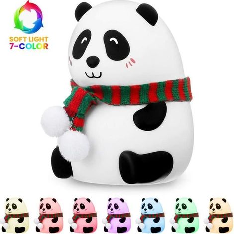 Veilleuse Bébé Enfant - AMOUNE - Panda - Rechargeable USB - 7 Couleurs - Silicone + ABS (1/4)