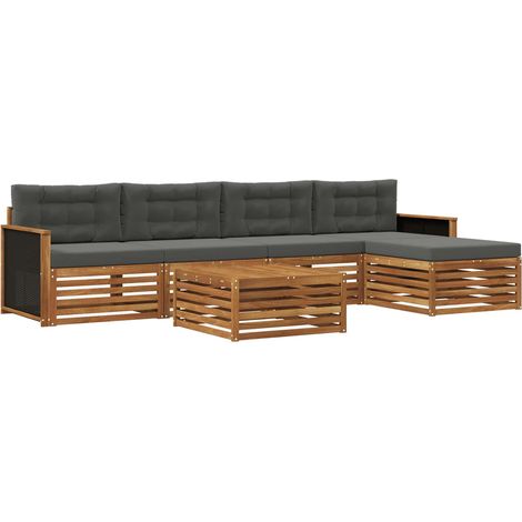 Outdoor-Sofagarnitur 6 pcs Natur und Anthrazit 79 x 79 x 37 cm vidaXL