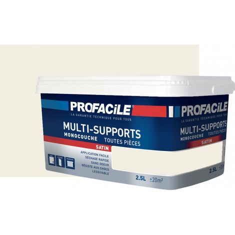 Peinture intérieure multi-supports, satin, murs, plafonds, boiseries, radiateurs, sans odeur, plusieurs teintes PROFACILE F2EEE1 2.5 litres