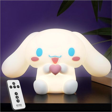 Cinnamoroll Lampe de Chevet Enfant, Veilleuse LED Rechargeable USB avec Télécommande, 3 Modes Lumière, Lampe 3D Silicone, Luminosité Réglable (Cinnamoroll) (1/5)