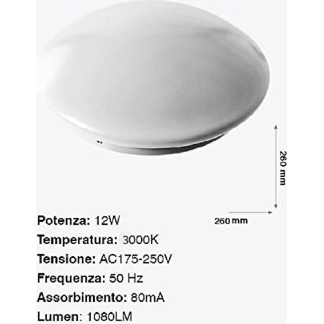 TRADE SHOP - Plafoniera Da Soffitto Faretto Led 12w Tondo Pannello Luce 1080lm 26cm Design Moderno -