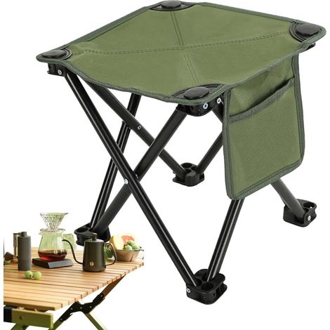 Tabourets de camping pliants, sièges en tissu Oxford léger, chaises à installation rapide, poches latérales intégrées, design de base antidérapante, compact idéal pour la pêche, la plage, la (1/5)