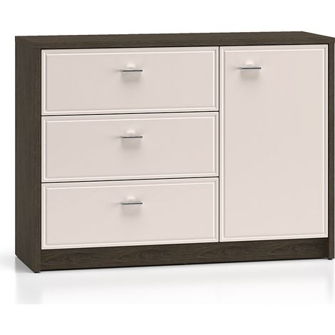 Buffet 1 anta 3 cassetti Kaius cashmere e marrone scuro 84,9cm