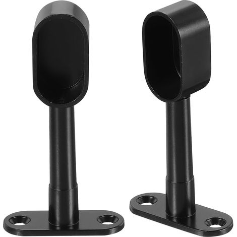 2Pcs 1.26 x 0.63" Support de Barre de Penderie Noir (1/5)