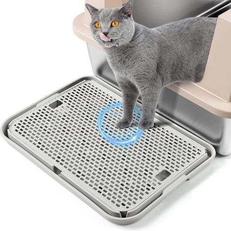 Ramp Mat, 42 x 30 cm for Cat Litter Tray, Self-Cleaning Automatic Litter Tray Catcher, Ideal for Kittens and Older Cats (Light Grey) (1/5)