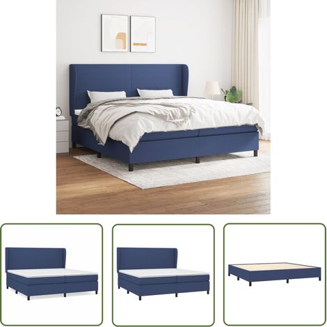 The Living Store Boxspringbett mit Matratze Blau 200x200 cm Stoff - Boxspringbett - Doppelbett - Blau - Bettsofa - Schlafsystem (1/5)