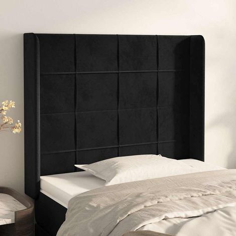 vidaXL Cabecero con orejas de terciopelo negro 83x16x118/128 cm (1/5)