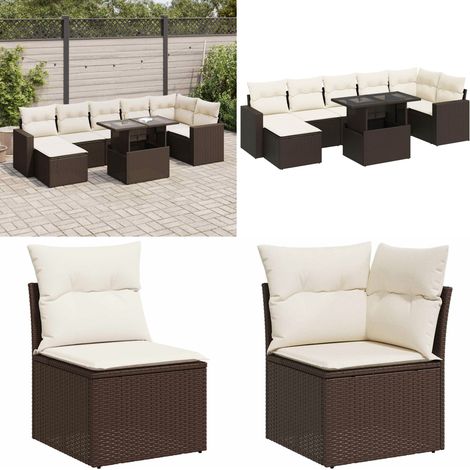 vidaXL Salon de jardin 8 pcs avec coussins marron résine tressée (1/5)
