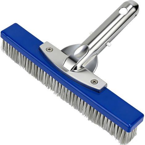 1 - Brosse Piscine - Acier Nylon - Nettoyage Fond Et Parois - Dos Aluminium Robuste - Pour Piscine Enterrée - Gris - 25,4x10 cm (1/5)