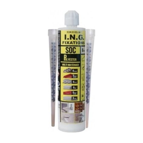 ING SOC CARTOUCHE RESINE BEIGE300ML 2 CANULES ING FIXATIONS A992015B (1/2)