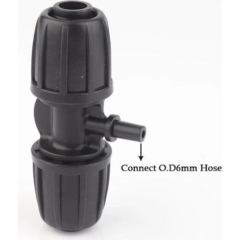 (Té PE 16 mm - 5 pièces) Raccords de tuyau PE 16 mm pour arrosage de jardin, irrigation agricole, raccord rapide, coude droit, té (1/5)