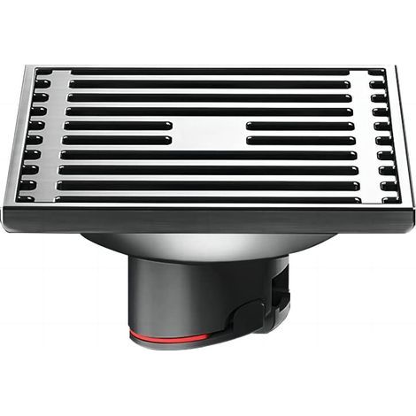 Stainless Steel Square Waste Drain Cover Anti-Odor Straight Floor Drain for Shower Room, Square 100mm, Black (1/5)