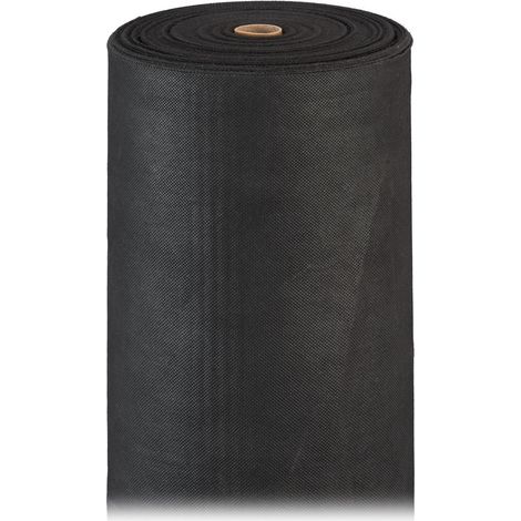 Relaxdays Weed Control Fabric, 150 g/m², Ground Protection Cover, Water-permeable, UV-resistant, Soil Carpet, 50m, Black