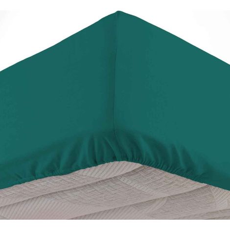 Drap Housse en Coton "Biolina" 160x200cm Émeraude (1/4)