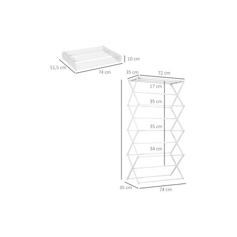 Étendoir à linge tour blanc pliable à 8 niveaux en métal et plastique avec séchage vertical pour salle de bain, buanderie et balcon (1/5)