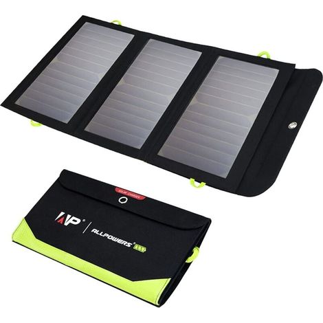YMYNY 21 W faltbares Solarladegerät mit 3 USB-Ausgängen (PD 18 W im Lieferumfang enthalten) und 2 USB-Eingängen, tragbares und wasserdichtes Solarpanel + 2 Haken für Smartphone, Tablets, Outdoor, Camp (1/5)