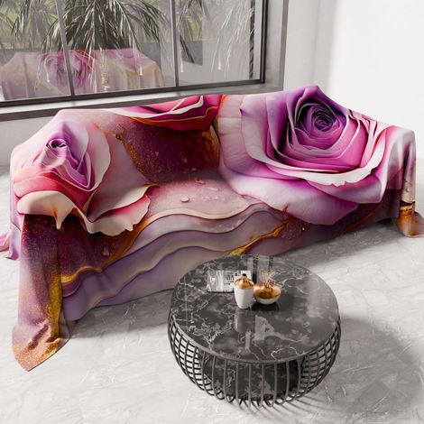 Drap de Protection en Microfibre Multi-Usage Anti-Taches 500x270 cm, Housse de Canapé, Couvre Lit, Couverture de Canape, Floral 06 8 (1/5)