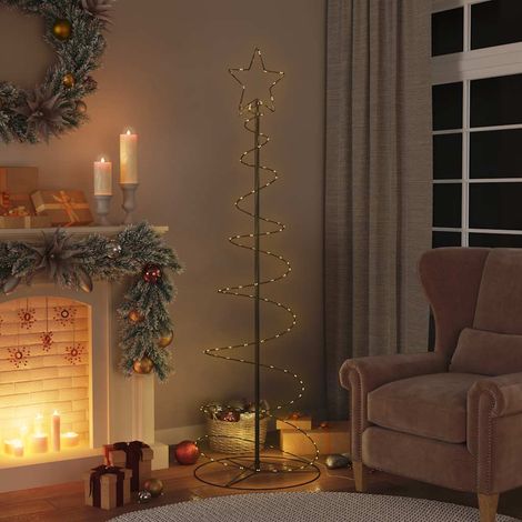 Sapin de Noël Lumineux LED en Spirale Métal Décoration 120 LED Blanc Chaud 180 cm - PANGIVO (1/5)