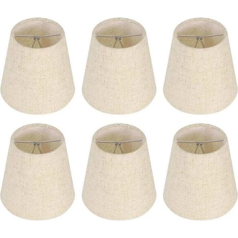 Ensemble de 6 abat-jour de 12,7 cm (5 pouces) pour lustre, mini abat-jour cylindriques avec pince pour lampe de table, applique murale, de rechange, mini abat-jour en lin naturel