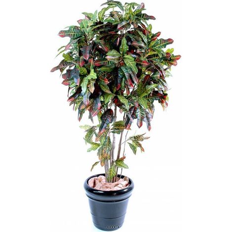 Croton Artificiel Troncs Bois en pot H 110 cm Vert-rouge - dimhaut: H 110 cm - couleur: Vert-rouge