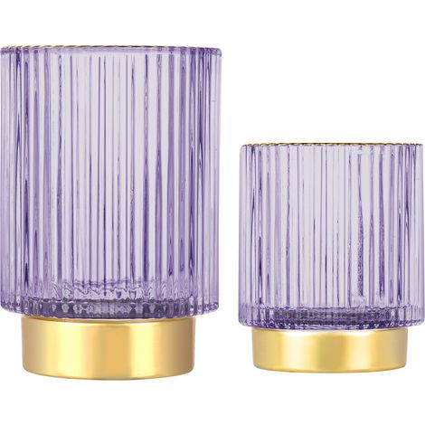 Rangement Maquillage, Boîte Rangement Pinceaux Maquillage en Cristal, Pot Pinceau Maquillage Vintage Porte-stylo, Organisateur de Maquillage pour Coiffeuse, Chambre, Salle de Bain (Violet S+L) (1/5)