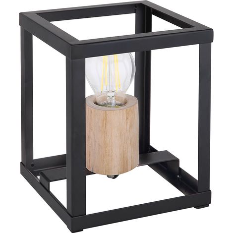 Design Beistell Schreib Nacht Tisch Leuchte Wohn Zimmer Beleuchtung Lese Lampe Holz schwarz-matt