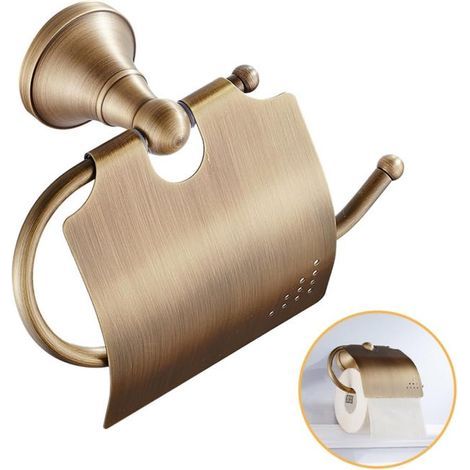 Porte-papier toilette-Retro Support de Papier Toilette avec Couvercle en Laiton Porte-Rouleau Murale (1/5)