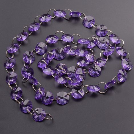 1 m de perles octogonales en cristal acrylique, décoration suspendue pour mariage, Noël et fêtes (violet) (1/3)
