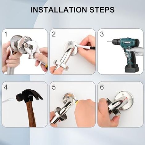 Barra de apoyo para baño CSPARCV, paquete de 2, antideslizante, 30 cm, acero inoxidable 304, asa de seguridad para inodoro, cocina, dormitorio, tornillos ocultos, montaje en pared. (1/3)