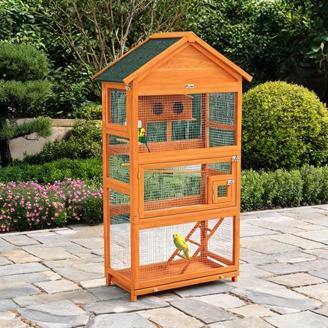 SunJet Cage pour oiseaux, volière, Cage à oiseaux en bois massif - Réf. O612R9M46CFY (1/5)