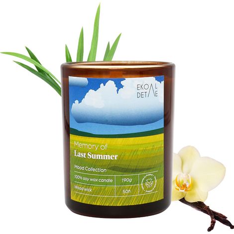 Bougie parfumée à la cire de soja « Souvenir de l'été dernier » - bergamote mandarine 190 g ecoDetails (1/5)