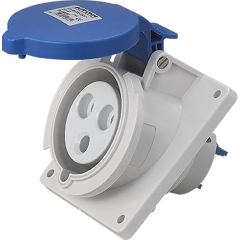 Socle de prise industrielle à encastrer à 20° IP44 - 2P+T - 32A - 230V AC - Eur'Ohm