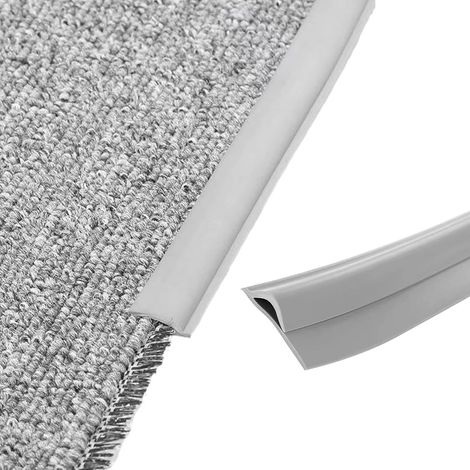 Transition Strip for PVC Flooring Edge Trim Grey (1m) - Self Adhesive Carpet to Parquet Transition Weatherstrip for Door Mat and Door Sill (1/5)