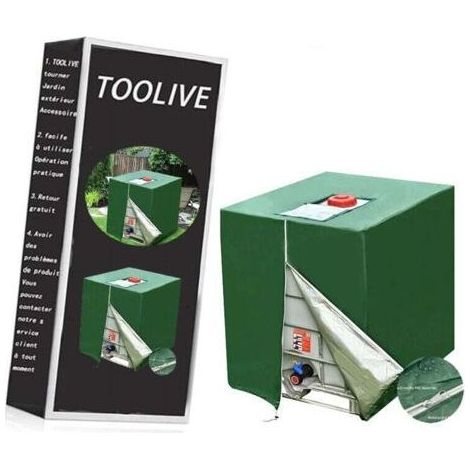 Bache pour Cuve 1000L, Bâche de Protection Solaire pour réservoir d'eau de Pluie IBC, Anti-poussière Anti-UV, Housse de Protection, bâche de Protection vert (116 x 100 x 120 cm) (1/5)