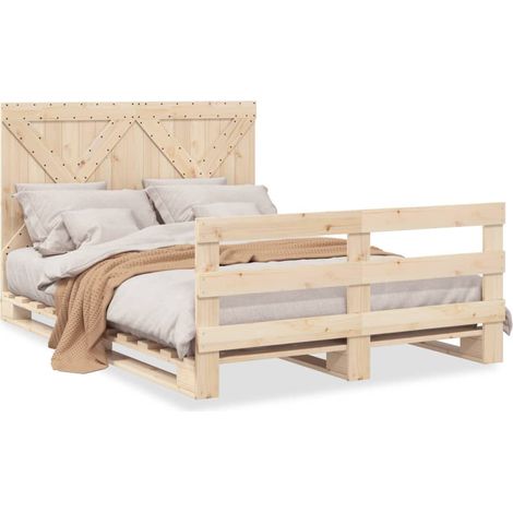 Cadre de lit avec tête de lit 140x200 bois de pin massif