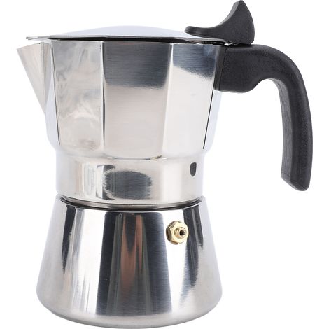 Cafetière Italienne Inox Octogonale 150ml Distribution Chaleur Uniforme Compatible Induction et Gaz Design Élégant Argent (1/5)