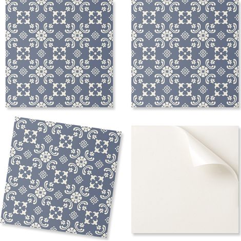 Juego de baldosas de PVC con estampado floral para cocina o ba帽o, 20x20x20 cm.