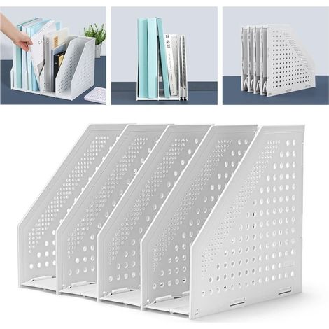 Foldable Magazine Rack Heavy Duty Plastic for Office and Home - Space Saving Standing File Cabinet with 4 Compartments in Elegant Design (1/5)