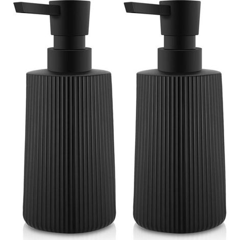 Dispensador de jabón negro mate, Juego de 1, Bomba de jabón de vidrio para baño y cocina, 250 ml, Recargable para jabón de manos (1/5)