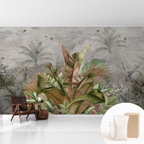 Newroom Tapete Dekorative Vliestapete mit Kleber Modern für Wohnzimmer Schlafzimmer Exotischer Dschungel 416x254 cm (1/5)