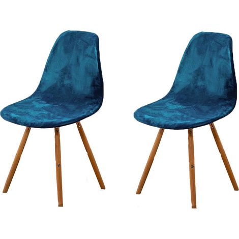 Housse de Chaise Scandinaves Lot de 2, Extensible Housse de Chaise de Salle à Manger, Velours Bleu Universelle Couverture de Chaise sans Accoudoirs pour Décoration de Salon Cuisine Maison (1/5)