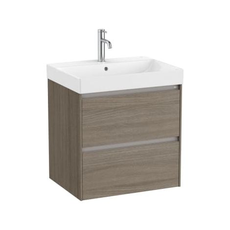 MUEBLE LAVABO BLANCO 600X460 ONA STANDARD 2 CAJONES LED OLMO OSCURO