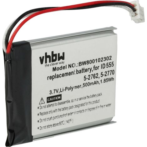 vhbw Akku kompatibel mit Philips ID 5551B, MC-163-500, ID 5552B, ID 555, BF021P schnurlos Festnetz Telefon (500 mAh, 3,7 V, Li-Ion)