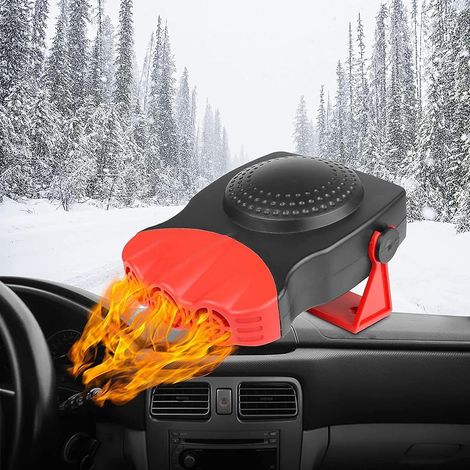 Chauffage de voiture,24 V 150 W 2 en 1, dégivreur et désembueur portable pour pare-brise avec base rotative, ventilateur chauffant ou rafraîchissant pour voiture,allume-cigare(rouge) (1/5)