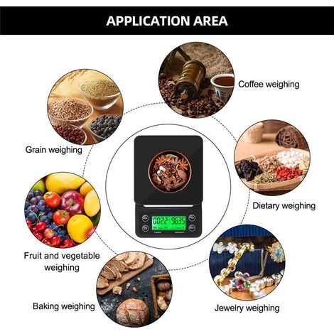 Balance à café filtre kg/0,1 g avec minuteur, électronique portable pour la cuisine, écran LCD, chargement USB AQUAFORGE