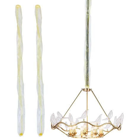 2 Cache Câble en Tissu Beige Cache Chaîne de Lustre de 100cm pour la Gestion et Le Dissimulation des Câbles D'Éclairage Gaine de Protection pour Câbles Électriques de Lampes (1/5)