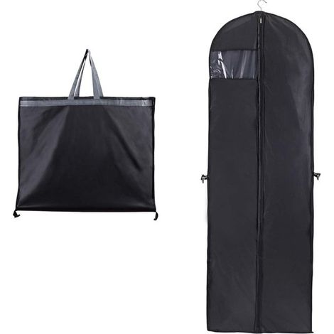 Funda negra para vestidos de novia: protección, almacenamiento y estilo para la ropa nupcial. (1/5)