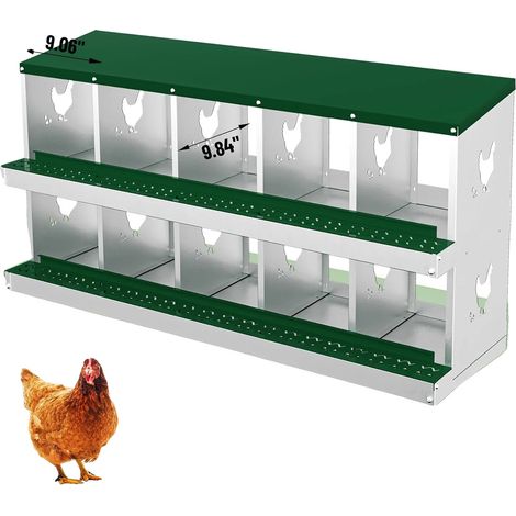 Casiers à Nids pour Poules, Matériau Galvanisé, Options de Compartiments Multiples, Vert 10 trous (1/2)