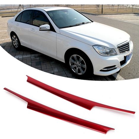 Kit de 2 baguettes décoratives latérales pour levier de vitesses central (conduite à gauche) compatible avec Mercedes-Benz Classe C (2007-2013), rouge bordeaux (1/5)