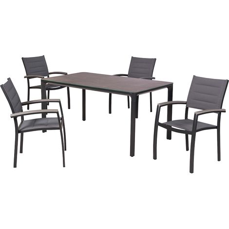 Pisa Set 5tlg Alu/Kunststoff Tisch 160 x 90 cm